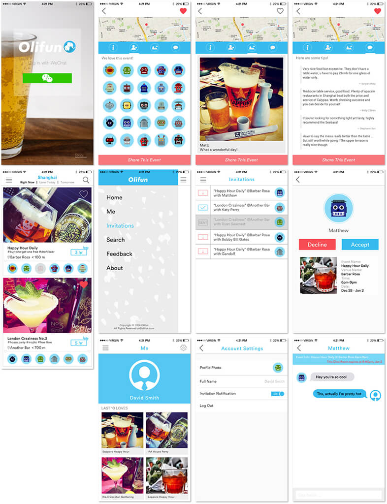 Olifun App Screens