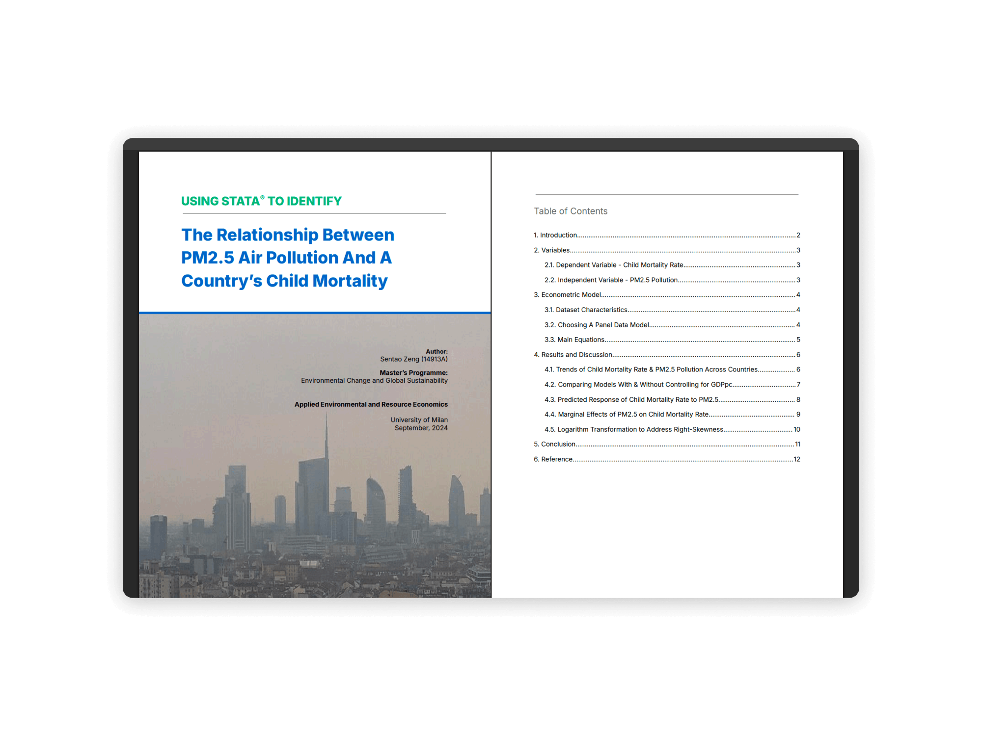 PM2.5 and child mortality panel econometrics regression curves